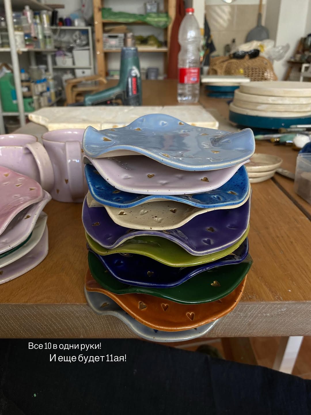 Wavy Gold-Heart Dishes — handmade ceramic, Ceramic Pot Station