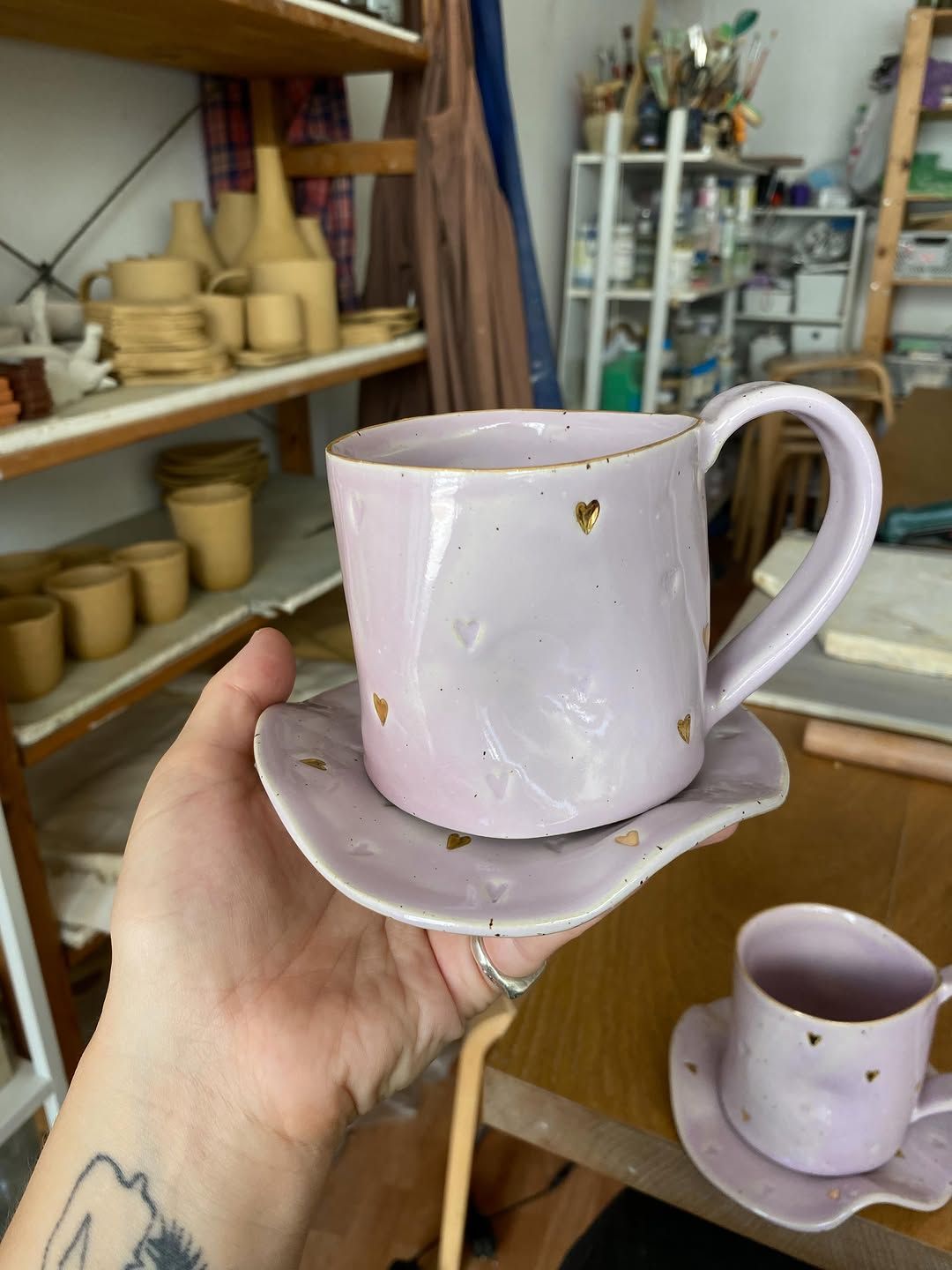 Wavy Gold-Heart Dishes — handmade ceramic, Ceramic Pot Station