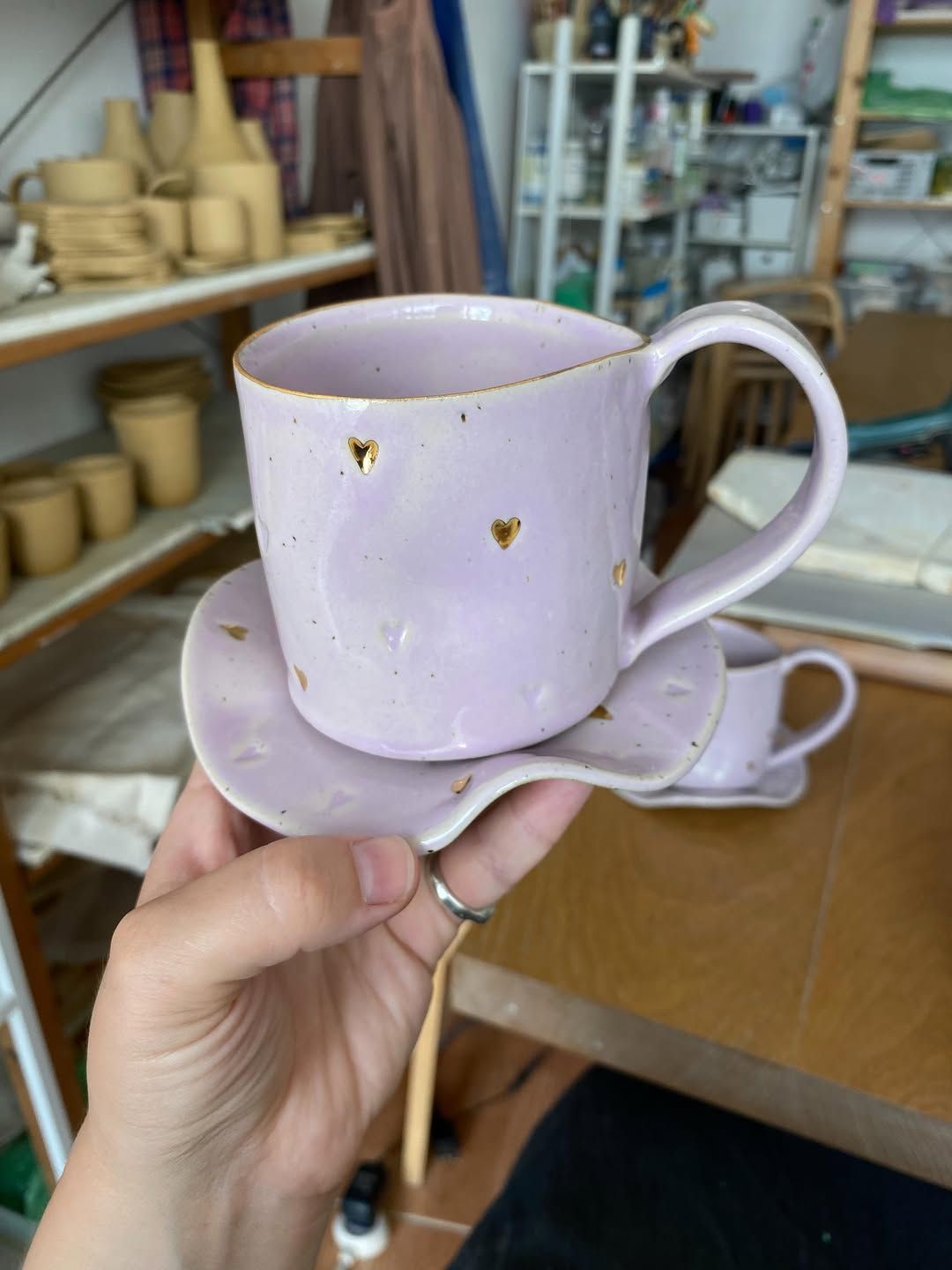 Wavy Gold-Heart Dishes — handmade ceramic, Ceramic Pot Station