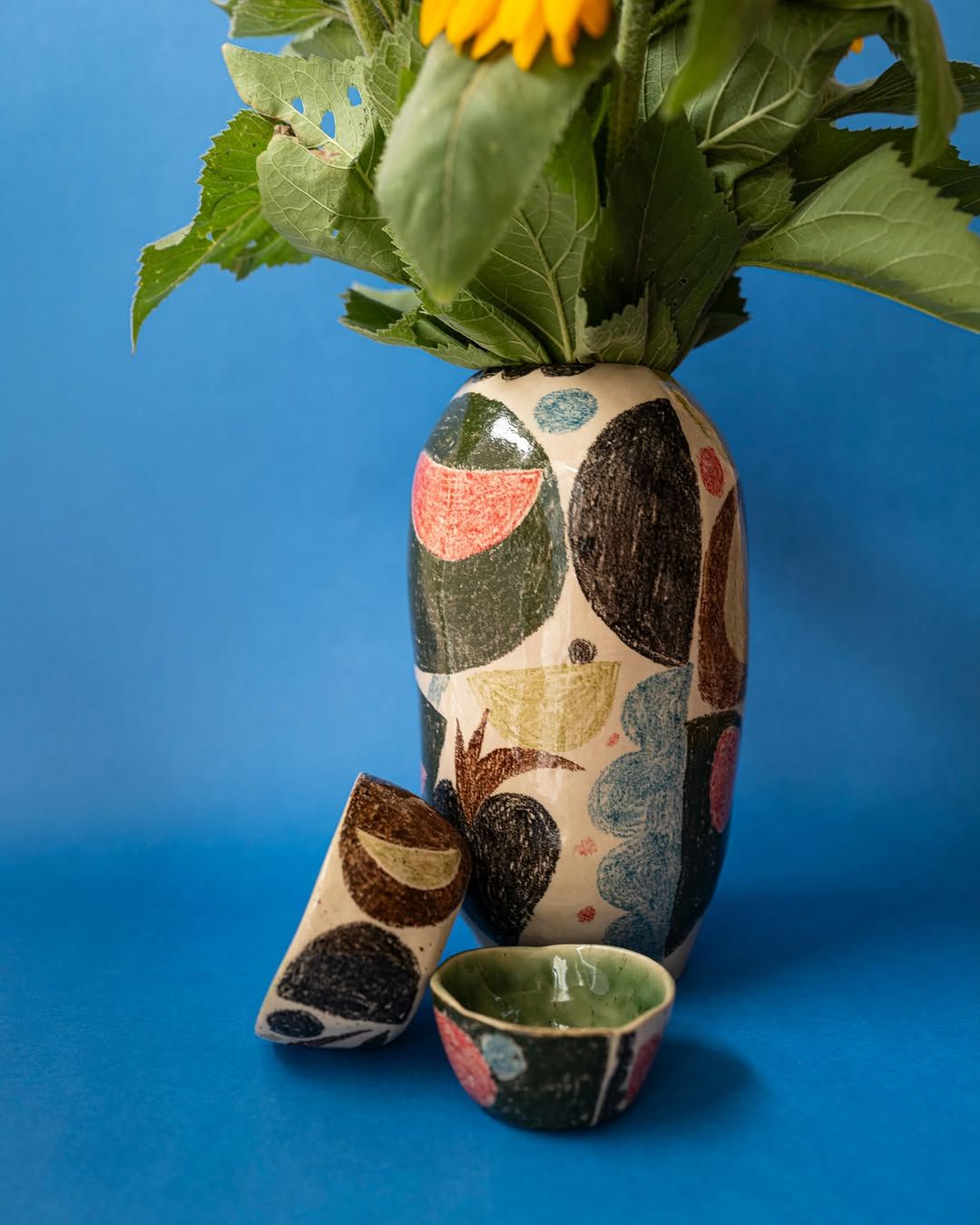Patchwork Statement Vase — handmade ceramic, Ceramic Pot Station